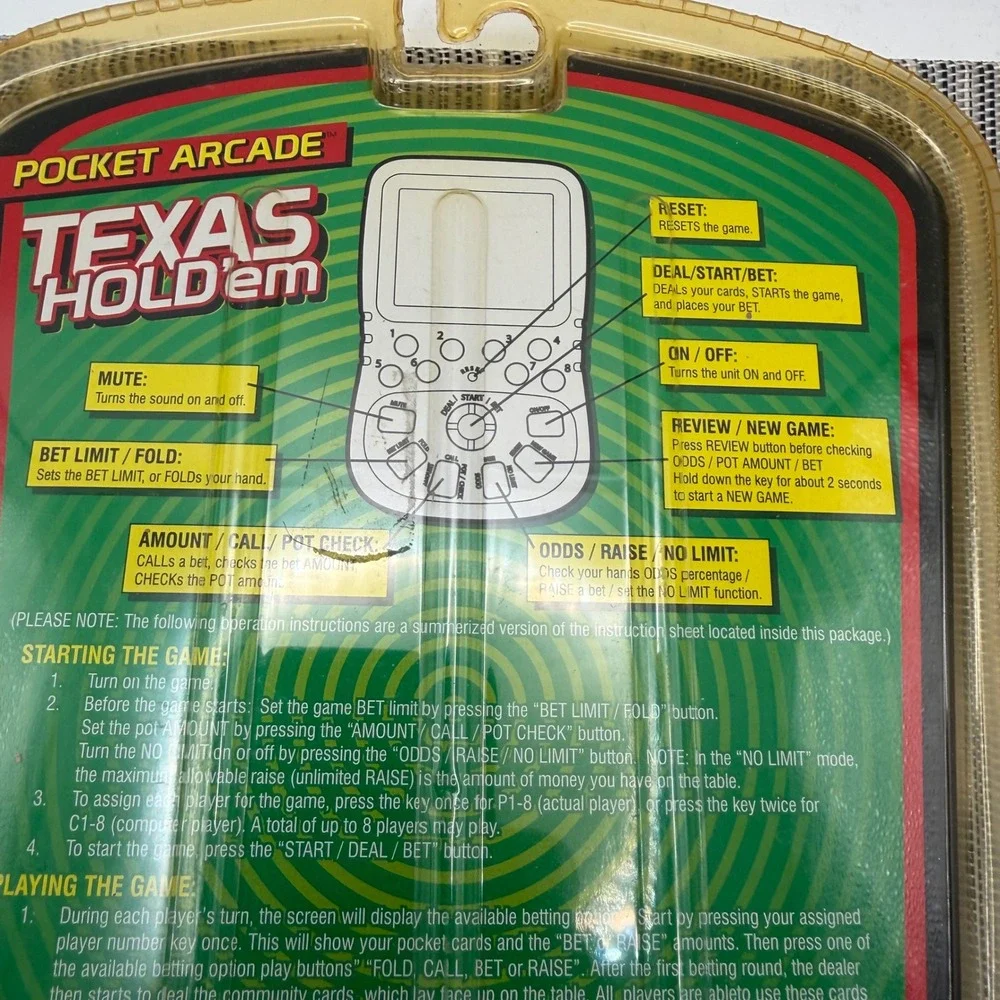 Westminster Travel Pocket Arcade Texas Hold'em Handheld Electronic Poker Game